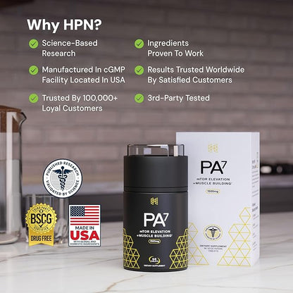 HPN PA(7) Phosphatidic Acid Muscle Builder Top Natural Muscle Builder - Boost mTOR | Build Mass and Strength from Your Workout | 30 Day Supply