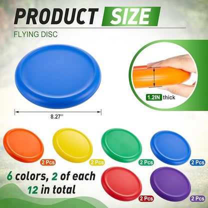 8 Inch Foam Flying Discs PE Equipment Coated Foam Soft Flying Discs Kid Toy for Physical Education Equipment Elementary School Teaching Outdoor Playing Game Sports Favors, 6 Colors