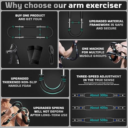 Twister Arm Trainer, 30-110lb Adjustable Chest Workout Equipment, Multi-Muscle Group Training, Portable Power Twister Bar, Detachable Design, Unisex and Suitable for Home and Gym Use