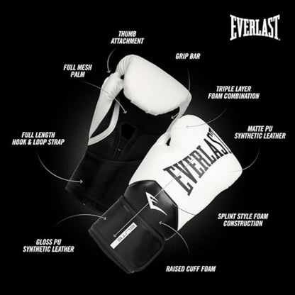 Everlast Elite 2 Boxing Gloves | Women, Men, Heavy Bag | Black/Gold | 16oz