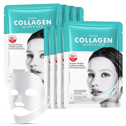 8 Pack Collagen Face Masks V Line Lifting Mask with Peptides, Face Lifting Mask, Firming & Skin Tightening for Sharp & Sculpted Contour, Improves Jawline, Hydrating Face Masks Skincare