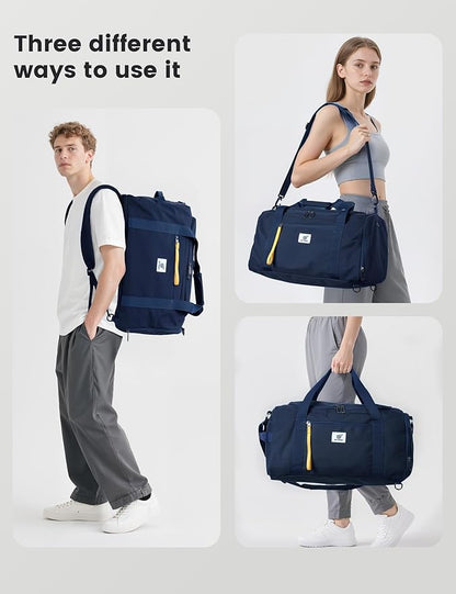 SKYSPER Gym Bag Men Women - 40L Sports Bag Duffle Backpack with Shoe Compartment Wet Pocket for Fitness,Sport,Travel & Workout(Navyblue)