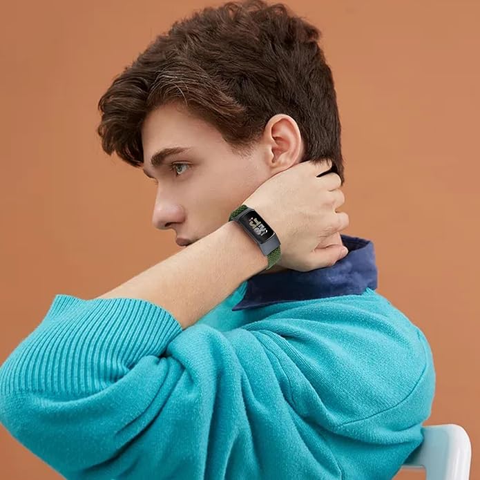 Elastic Braided Bands Compatible with Fitbit Charge 5/Fitbit Charge 6 for Women Men, Breathable Adjustable Stretchy Nylon Loop Sport Replacement Wristbands for Fitbit Charge 6 Charge 5 Straps