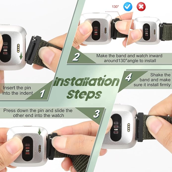 Tiptops 3 Pack Bands Compatible with Fitbit Versa 2/Fitbit Versa/Versa Lite/Versa SE for Women Men, Soft Nylon Sports Loop Replacement Wristband for Fitbit Versa 2 Straps