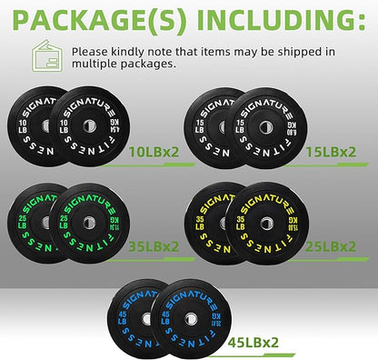 Olympic Bumper Plates Set, 2" Weight Plates for Strength Training & Weightlifting, Paris or Set or Set with Barbell, Multiple Options