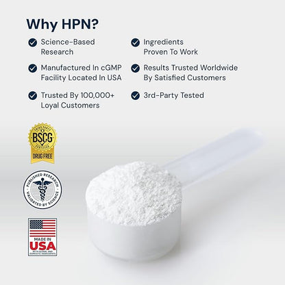 HPN C2 Creatine Monohydrate for Performance, Recovery, Strength, Working Out, Vegan, Non-GMO, Dairy and Soy Free, Independently Tested, Ultrapure Premium Creapure (100 Servings)