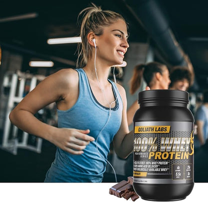 Goliath Labs 100% Whey Protein Powder Isolate/Blend | Fast-Absorbing Workout Supplements | 25g of Pure Protein and 5.5g of BCAAs in Each Serv | Vanilla, 5 lbs, 68 Servings | Package May Vary