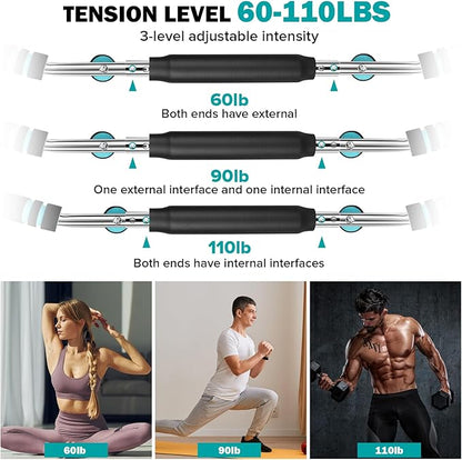 Twister Arm Exerciser 60-110lb Home Fitness Equipment Men's Strength Training Adjustable Spring Exercise Bar Chest Workout Equipment（Suitable for Stronger Men）