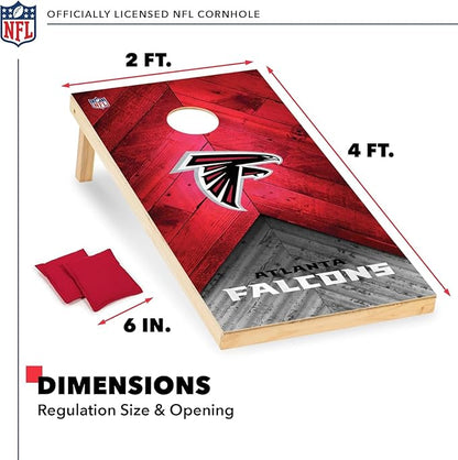 NFL Football 2' x 4' Regulation Size Solid Wood Cornhole Set with Direct Print HD Team Graphics Great Gift for Any Football Fan! Bean Bag Toss Family Outdoor Game