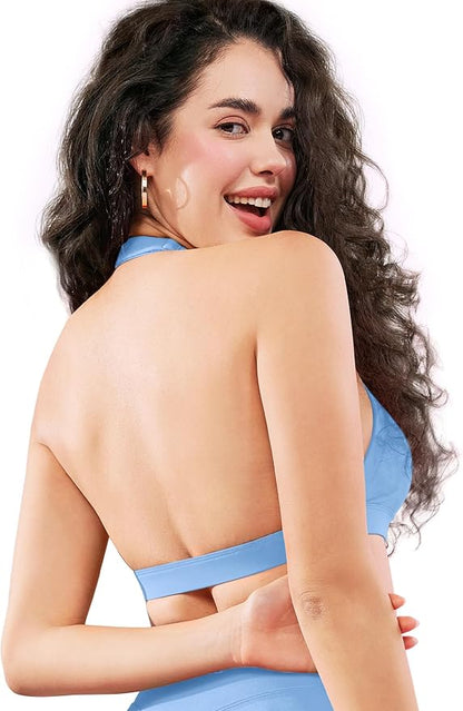 VOYJOY Sports Bras for Women Basic Wireless Bra Crop Workout Yoga Bra Sexy Tank Top