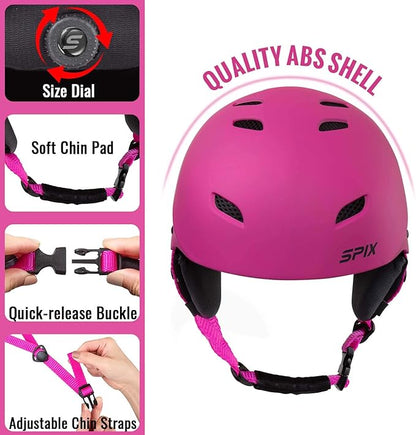 SPIX Ski Helmet Snowboard Helmet - ASTM Safety Standard Size Adjustable for Adults Youth Men and Women