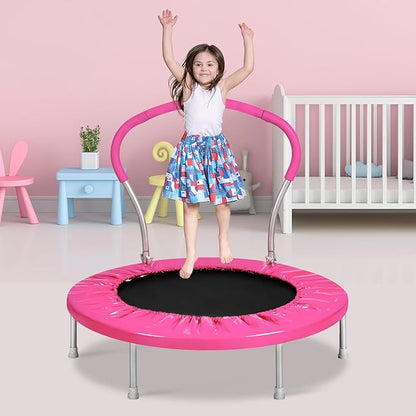 36-Inch Kids Trampoline with Handle - Indoor Mini Tranpoline for Toddlers, Small Fitness Rebounder for Indoor and Outdoor Use