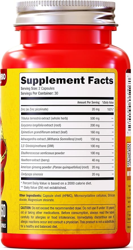 Testosterone Booster Supplement for Men - Ashwagandha, Tongkat Ali, DIM, Zinc, Tribulus & More - Workout, Muscle Builder, Energy, Libido, Strength - Male Enhancing Total Test Boost Pills - 30 Servings