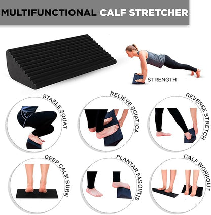 Slant Board for Calf Stretching | Ankle Balance Board, Ankle Exerciser Strengthener for Relief of Plantar Fasciitis, Achilles Tendonitis & Calf Tightness | Calf Stretcher with 5 Resistance Bands & Carry Bag