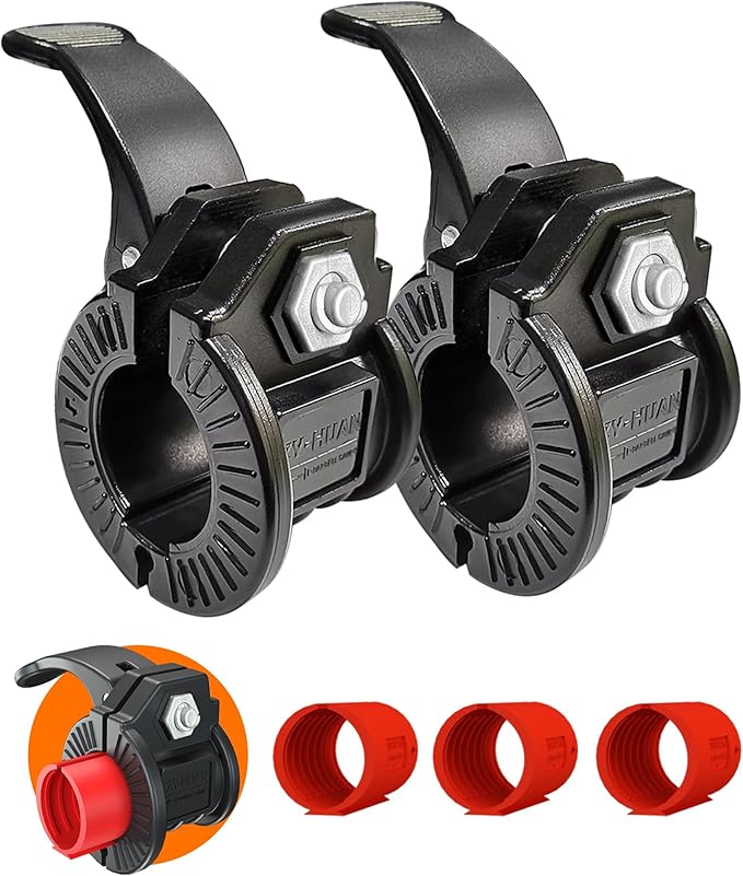 Barbell Clips 1 Inch Quick Release Weight Clamps 0.9-1.18inch Multi-Size Adjustable Olympic Clamps for Bars