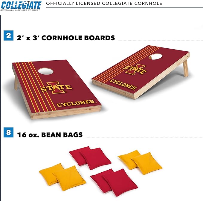 2' x 3' Solid Wood Cornhole Set with Direct Print HD Team Graphics – Great Gift for Any NCAA Fan! Bean Bag Toss Family Outdoor Games