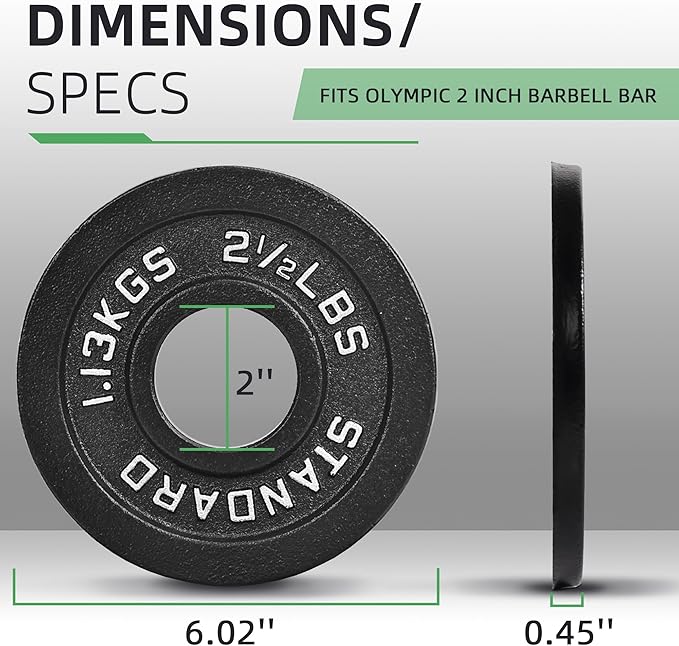 Olympic Cast Iron 2-Inch Weight Plate for Strength Training & Weightlifting, Home Gym, Multiple Weights Available