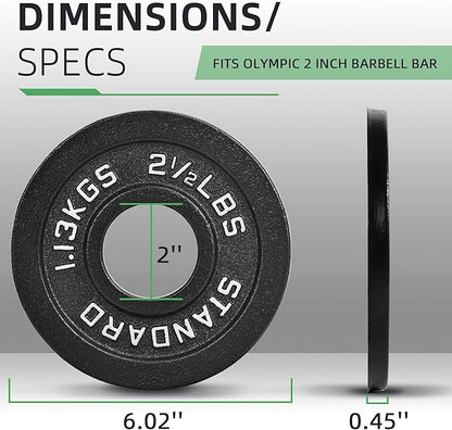 Olympic Cast Iron 2-Inch Weight Plate for Strength Training & Weightlifting, Home Gym, Multiple Weights Available