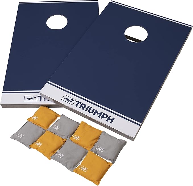 TRIUMPH SPORTS USA All-Weather Aluminum 2x3 Cornhole Set - Includes 2 Boards, 8 Cornhole Bags, and Travel Case,Blue
