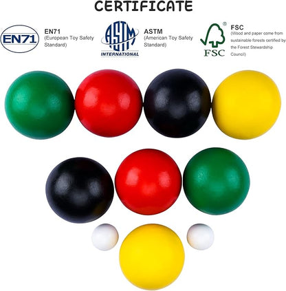70mm Bocce Ball Set with 8 Bocce Balls, 2 Pallinos for Kids Outdoor Lawn, Backyard & Beach Games - Family-Friendly Wooden Bocce Ball Game Set for Kids, Teens, Beginners (2-8 Players)