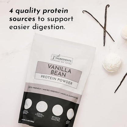 JUST INGREDIENTS Vanilla Bean Protein Powder ??20-Serving Blend with 100% Grass-Fed Whey & Organic Plant Proteins ??Real Vanilla Bean & Cinnamon ??Supports Muscle Recovery, Energy*