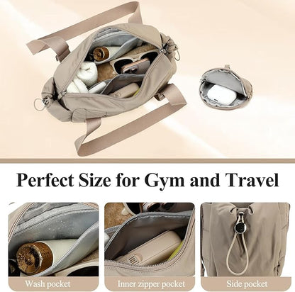 CAMTOP Mini Gym Bag for Women, Small Gym Tote Bag Puffy Quilted Sports Duffel Bag with Wet Compartment and Coin Purse Duffel Bags Dance Yoga Workout Bag