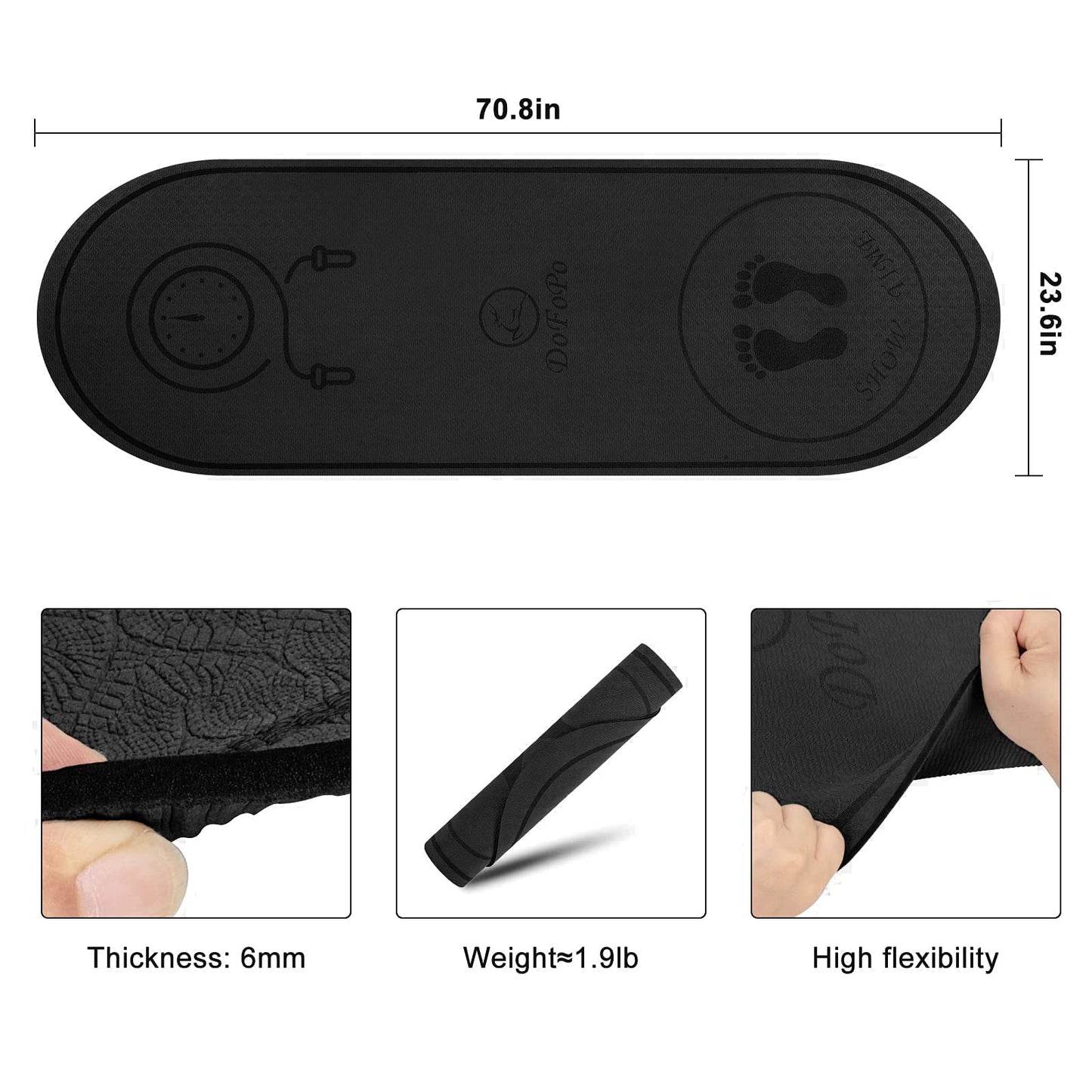 dofopo Jump Rope Mat 71"x24" Larger Non-Slip Indoor Outdoor Exercise Fitness Mat,High-Density