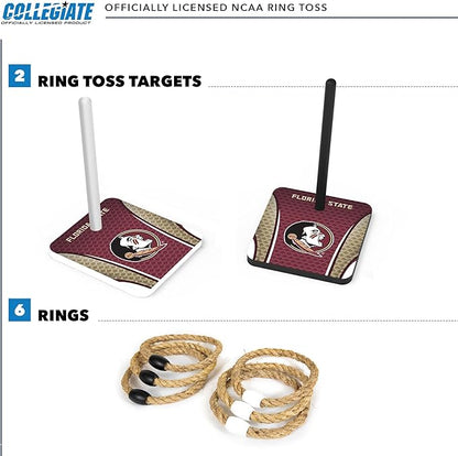 Solid Wood College Quoits Set with Direct Print HD Team Graphics – Tailgate Ring Toss Game – Great Gift for Any NCAA Fan! Ring Toss Family Outdoor Games for The Beach