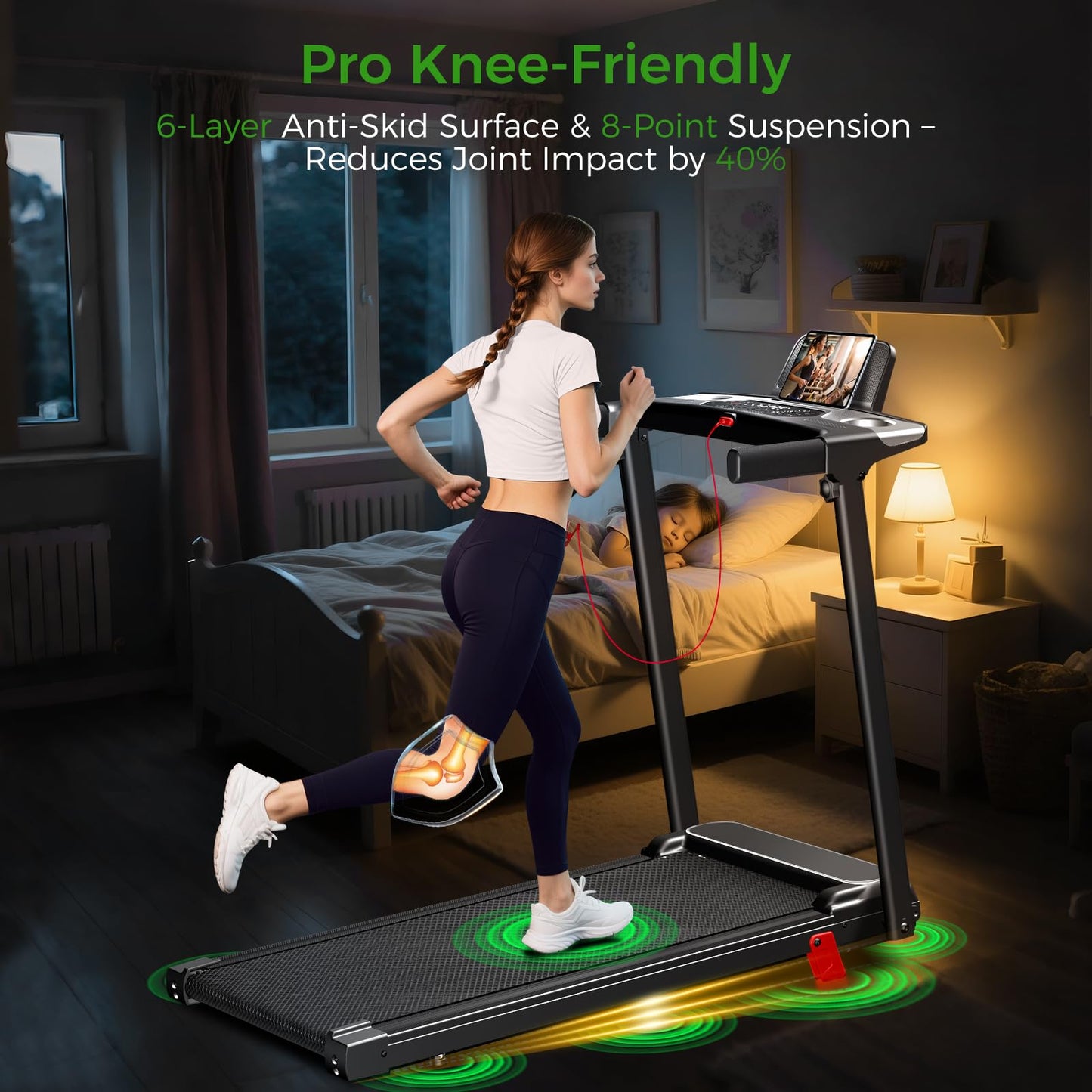 Foldable Treadmill for Home, 3-in-1 Walking Pad with Incline Handle Bar, 300LBS Capacity, 3.0HP