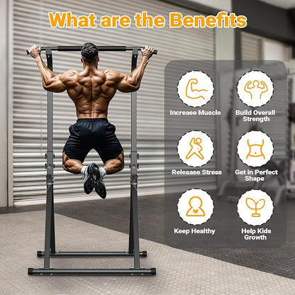 Foldable Pull Up Bar Free Standing Multi-function Power Tower Dip Bar Home Gym Strength Training Equipment 300 LBS Weight Capacity