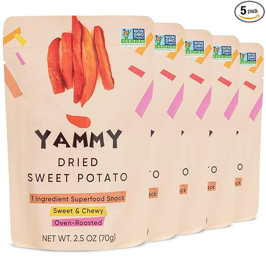 Yammy Dried Sweet Potato Sticks (5 Pack) - 1 Ingredient Healthy Asian Snack for Adults & Kids