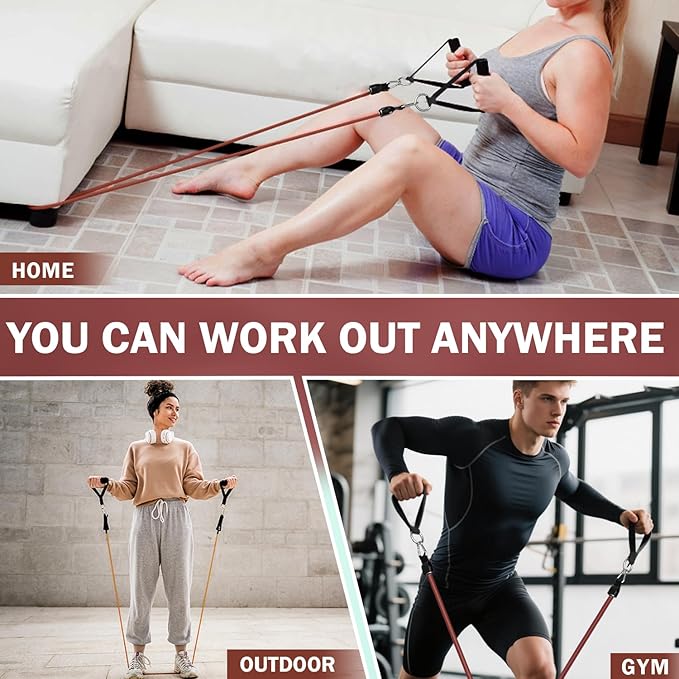 WHATAFIT Resistance Bands, Exercise Bands，Resistance Bands for Working Out, Work Out Bands with Handles for Men and Women Fitness, Strength Training Home Gym Equipment