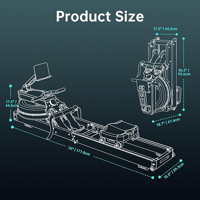 PASYOU Water Rowing Machines for Home Oak Wood Foldable Rower Machine 350LB Weight Capacity, 6 Levels Adjustable Row Machines with Monitor & Device Holder & 14L Tank, Bluetooth with Kinomap APP