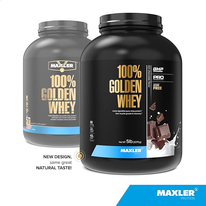 Maxler 100% Golden Whey - 22g of Protein per Serving - High Protein, Low Fat, Low Carb, Complete Amino Acid Profile - Rich Chocolate Protein 5 lb