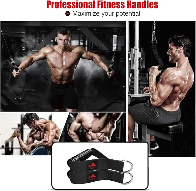 Heavy Duty Gym Workout Handles Attachment for Cable Machine,Resistance Band,Pulley System Home Exercise Equipment, Compatible with Bowflex,Total and Smith, Comfortable and Stronger Grip