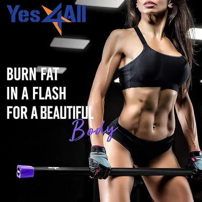 Yes4All Total Body Workout Weighted Bar, Resistance Band Bar, Racks for Strength Training, Exercise Bar for Yoga in Home and Gym - Single/Combo