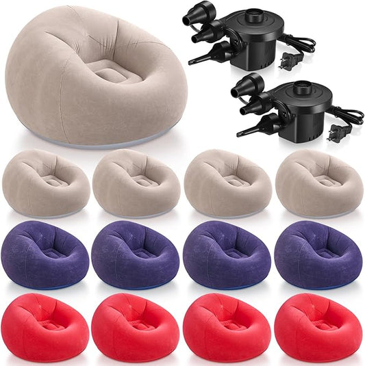 Realspring 12 Pcs Bean Bag Chairs for Adults Inflatable Chairs with Electric Air Pump,Blow up Couch