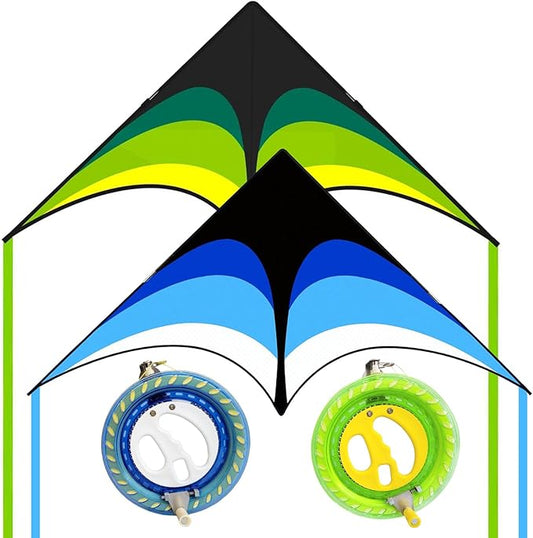 Large Delta Kite Easy to Fly with Kite Reel Set, Beach Kite & Kite Spool for Kids & Adults, Single