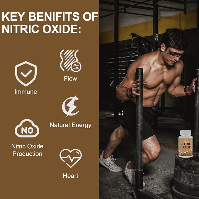Nitric Oxide Supplement, Nitric Oxide Booster & 6-in-1 Phytonutrient Blend for Heart, Flow, Immune - 90 Capsules (1 Bottle)