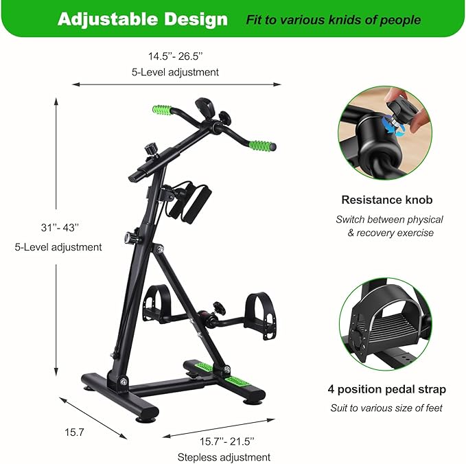 Pedal Exerciser Bike for Seniors, Hand Arm Leg and Knee Physical Therapy Peddler Exercise Equipment, Elderly Recovery Home Exercise Bike for Total Body, Upper and Lower Limb Trainer