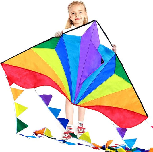 HONBO Large Delta Kite for Kids & Adults,Extremely Easy to Fly Kite for Beach Trip,String Line