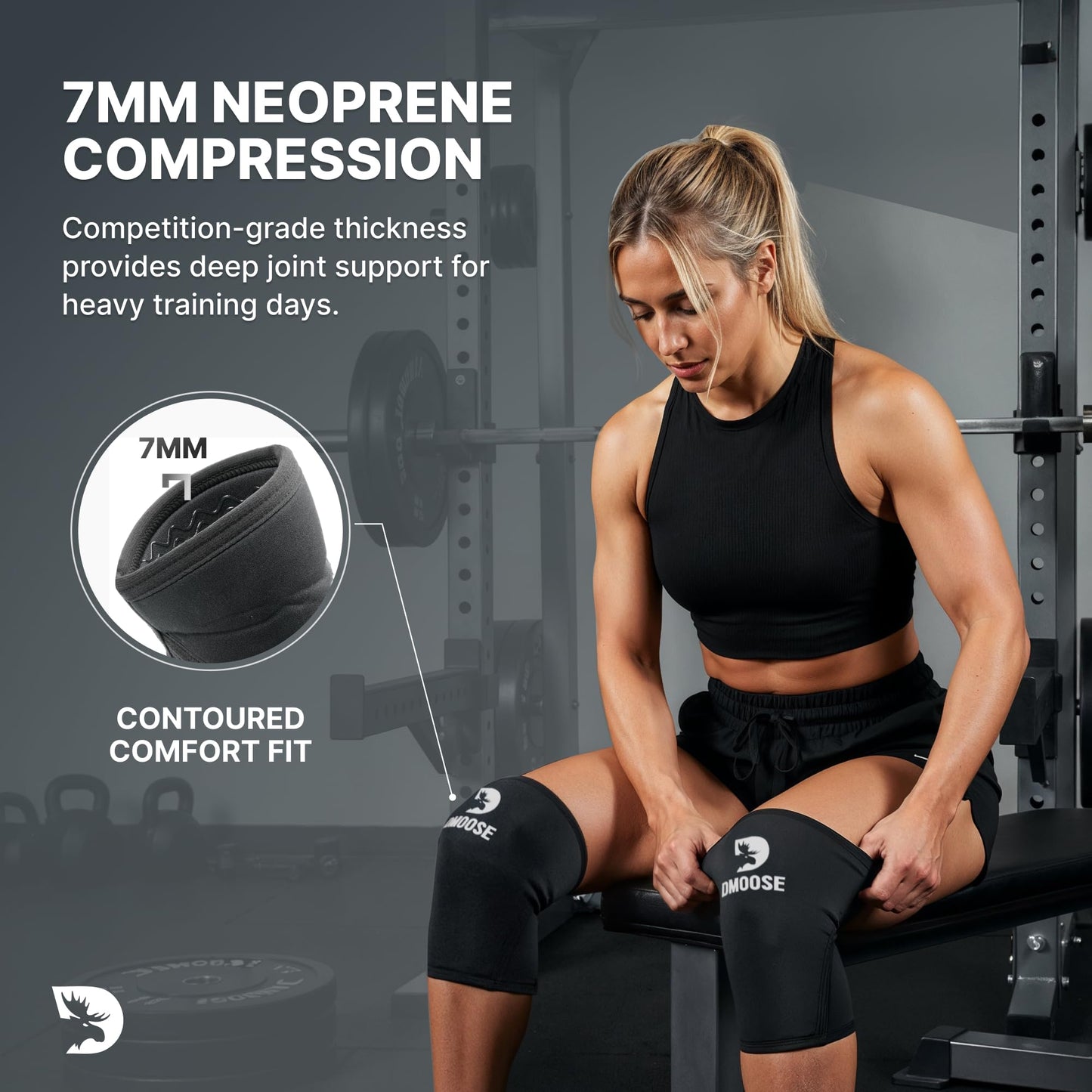 DMoose Fitness Knee Sleeves for Weightlifting (Pair) 78" Knee Wraps for Squats, Powerlifting &