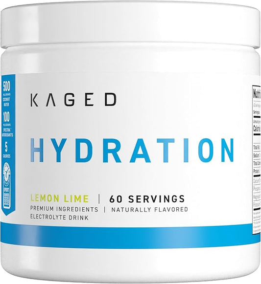 Kaged Hydration Electrolytes Powder | Lemon Lime | Hydra-Charge Sports Drink Mix | Pre, Post, Intra