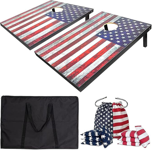 Cornhole Board Set with Carrying Bags & 8 Bean Bags Corn Hole Boards Bean Toss Game for Adults