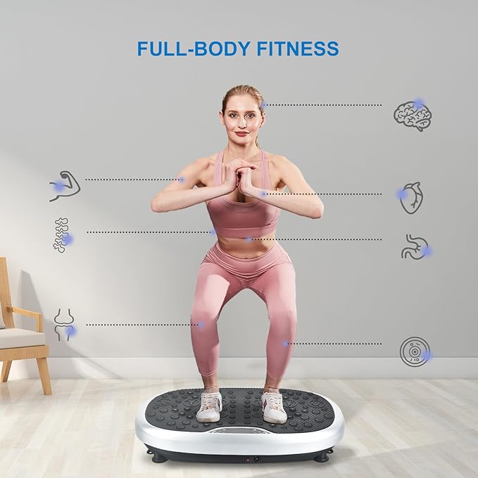 EILISON FitMaxx 3D XL Vibration Plate Exercise Machine - Whole Body Workout Vibration Platform w/Loop Bands - Lymphatic Drainage Machine for Weight Loss, Shaping, Wellness, Recovery