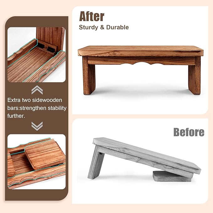 Yoga Meditation Benches - Yoga Bench,Wooden Zen Meditation Stool Kneeling Bench for Yoga Practice (Dark Brown)