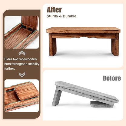 Yoga Meditation Benches - Yoga Bench,Wooden Zen Meditation Stool Kneeling Bench for Yoga Practice (Dark Brown)