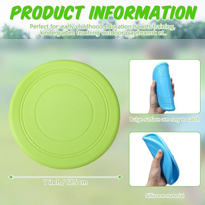 6 Pcs Kids Flying Disc 7 Inch Silicone Flying Disks Set for Kindergarten Outdoor Backyard Beach Lawn Park
