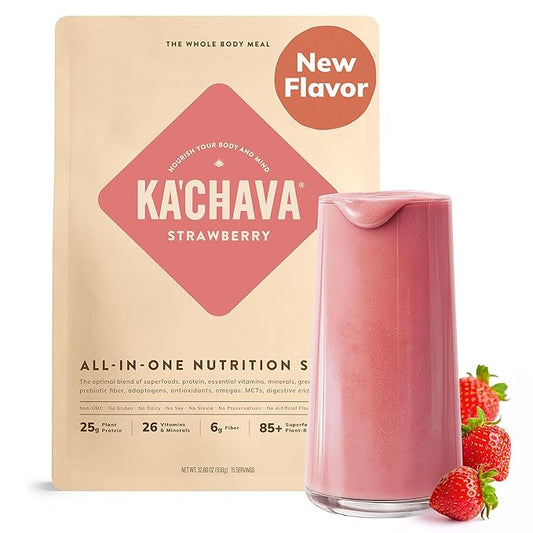 Ka?™Chava All-In-One Nutrition Shake Blend, Strawberry, 15 Servings, 85+ Superfoods & Nutrients