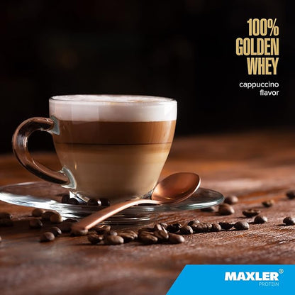 Maxler 100% Golden Whey Protein - 23g of Protein per Serving - Premium Whey Protein Powder for Pre Post Workout - Fast-Absorbing Whey Concentrate, Isolate & Hydrolysate Blend - Cappuccino 2 lb